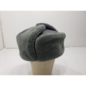 Vintage Cossack Hat Ushanka Ear Flaps Faux Fur Grey Size 55 Missing Pin
